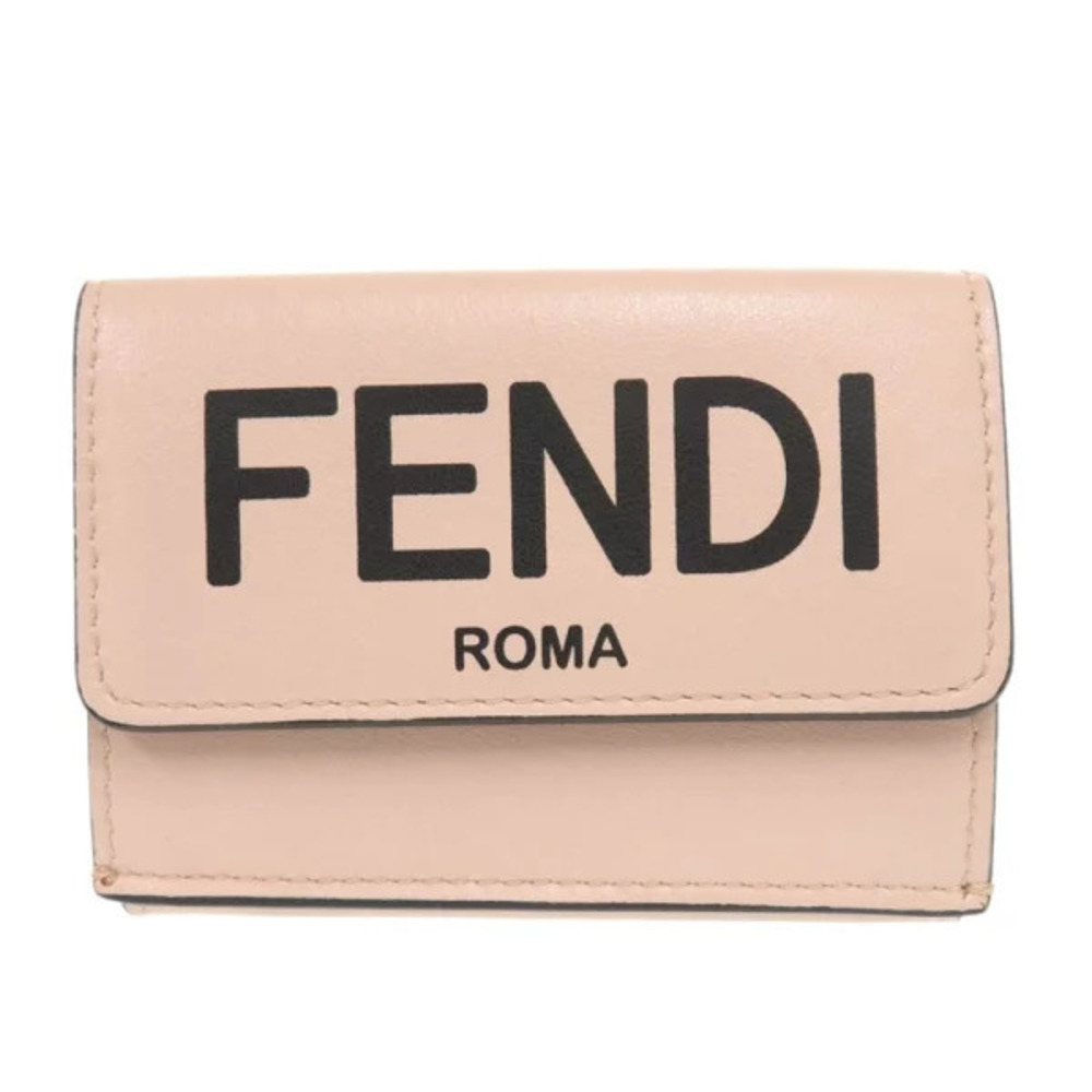 Fendi Roma Leather Pink Tri fold Wallet